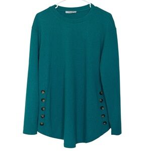 Enno Teal Long Sleeve Top XL – Side Button Detail NWOT